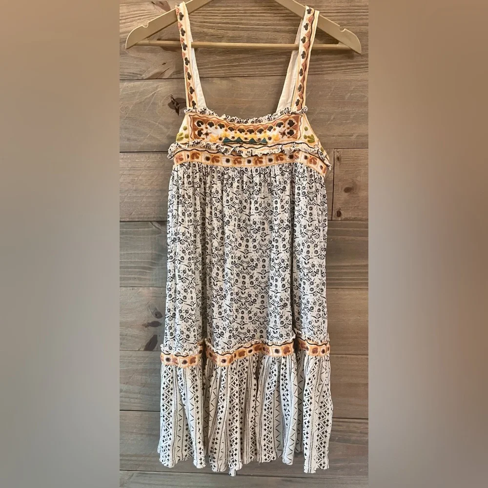 Free People Backless Dress - Cream and Orange - Picture 2 of 12